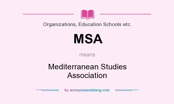 What does MSA mean? It stands for Mediterranean Studies Association