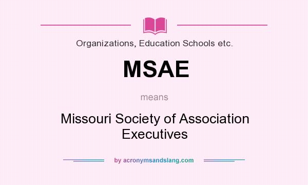 What does MSAE mean? It stands for Missouri Society of Association Executives