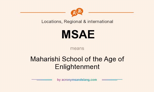 What does MSAE mean? It stands for Maharishi School of the Age of Enlightenment