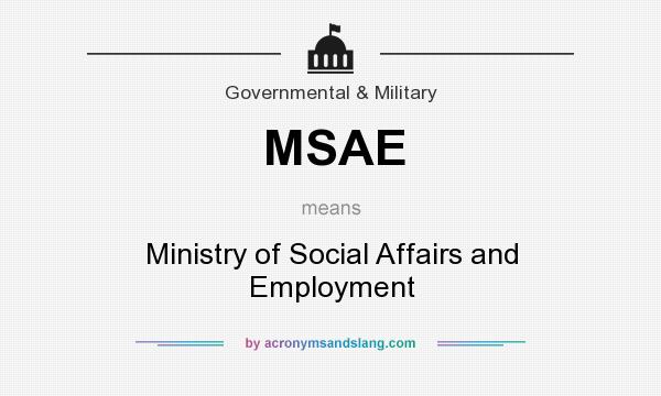 What does MSAE mean? It stands for Ministry of Social Affairs and Employment