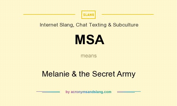 What does MSA mean? It stands for Melanie & the Secret Army