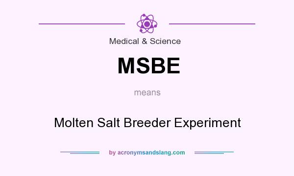 What does MSBE mean? It stands for Molten Salt Breeder Experiment