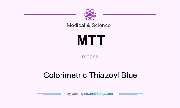 What does MTT mean? It stands for Colorimetric Thiazoyl Blue