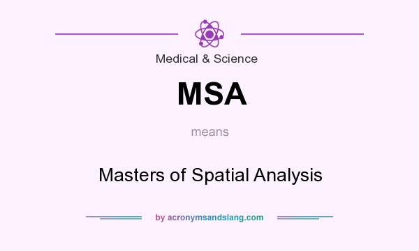 What does MSA mean? It stands for Masters of Spatial Analysis