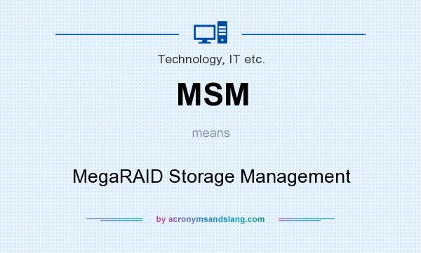 What does MSM mean? It stands for MegaRAID Storage Management
