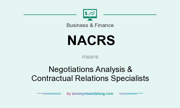 What does NACRS mean? It stands for Negotiations Analysis & Contractual Relations Specialists