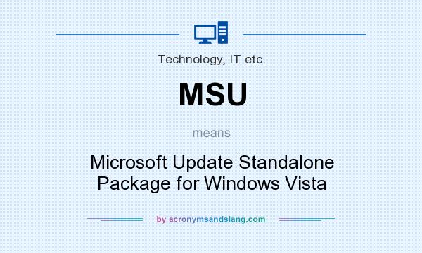 What does MSU mean? It stands for Microsoft Update Standalone Package for Windows Vista