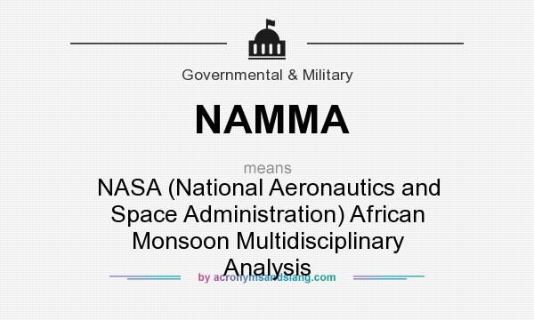 What does NAMMA mean? It stands for NASA (National Aeronautics and Space Administration) African Monsoon Multidisciplinary Analysis