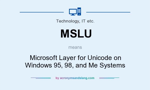 What does MSLU mean? It stands for Microsoft Layer for Unicode on Windows 95, 98, and Me Systems