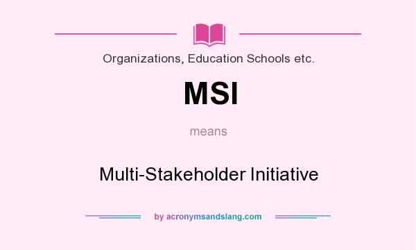 What does MSI mean? It stands for Multi-Stakeholder Initiative