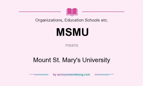 What does MSMU mean? It stands for Mount St. Mary`s University