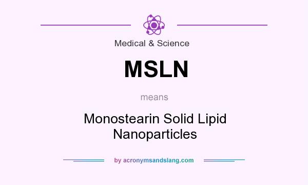 What does MSLN mean? It stands for Monostearin Solid Lipid Nanoparticles