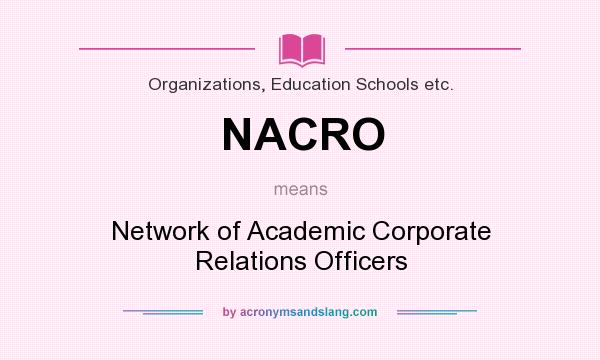 What does NACRO mean? It stands for Network of Academic Corporate Relations Officers