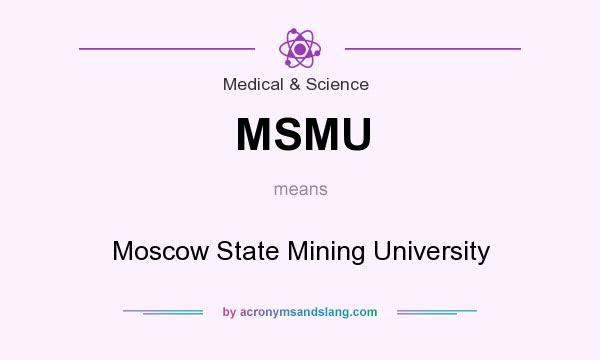 What does MSMU mean? It stands for Moscow State Mining University