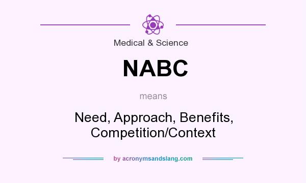 What does NABC mean? It stands for Need, Approach, Benefits, Competition/Context
