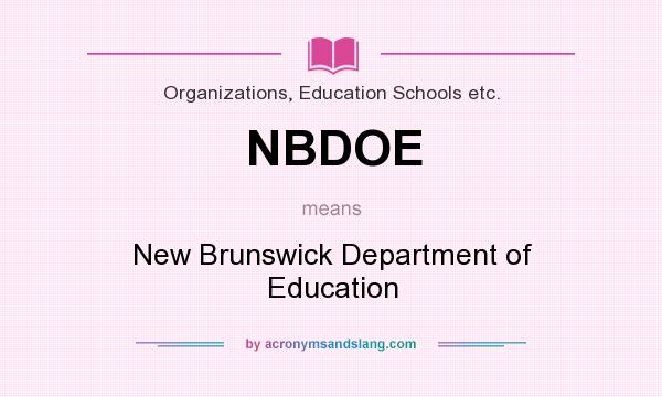 What does NBDOE mean? It stands for New Brunswick Department of Education