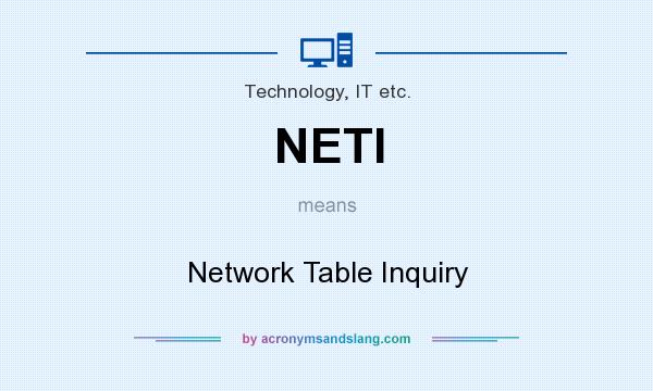 What does NETI mean? It stands for Network Table Inquiry