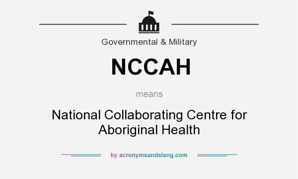 What does NCCAH mean? It stands for National Collaborating Centre for Aboriginal Health