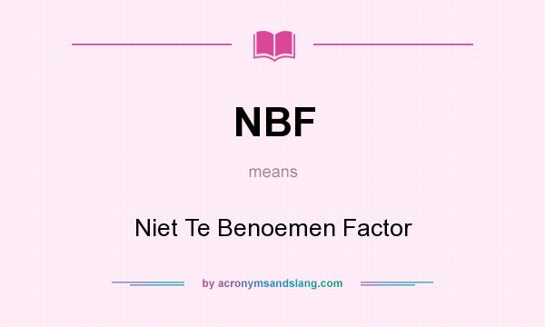 What does NBF mean? It stands for Niet Te Benoemen Factor