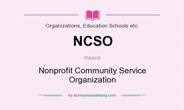 What does NCSO mean? It stands for Nonprofit Community Service Organization