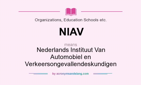 What does NIAV mean? It stands for Nederlands Instituut Van Automobiel en Verkeersongevallendeskundigen