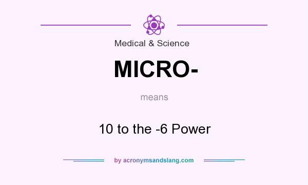 What does MICRO- mean? It stands for 10 to the -6 Power