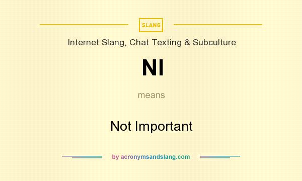 What does NI mean? It stands for Not Important