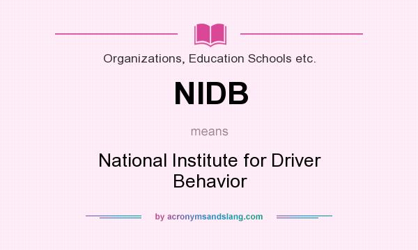 What does NIDB mean? It stands for National Institute for Driver Behavior