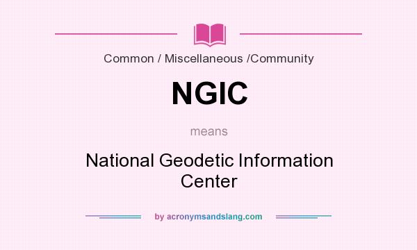 What does NGIC mean? It stands for National Geodetic Information Center