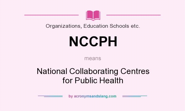 What does NCCPH mean? It stands for National Collaborating Centres for Public Health