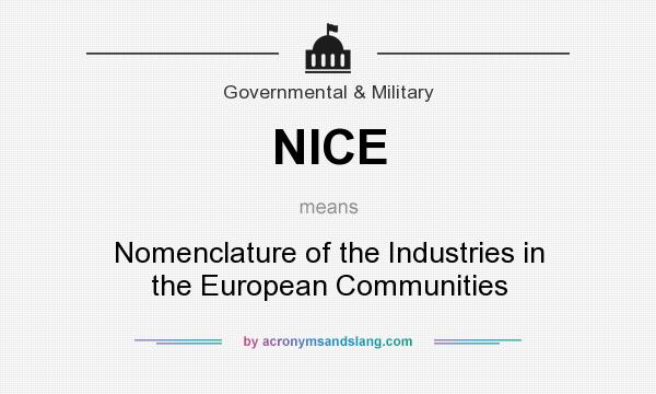 What does NICE mean? It stands for Nomenclature of the Industries in the European Communities