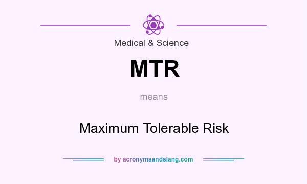 What does MTR mean? It stands for Maximum Tolerable Risk