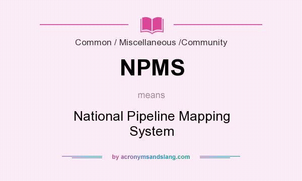 What does NPMS mean? It stands for National Pipeline Mapping System
