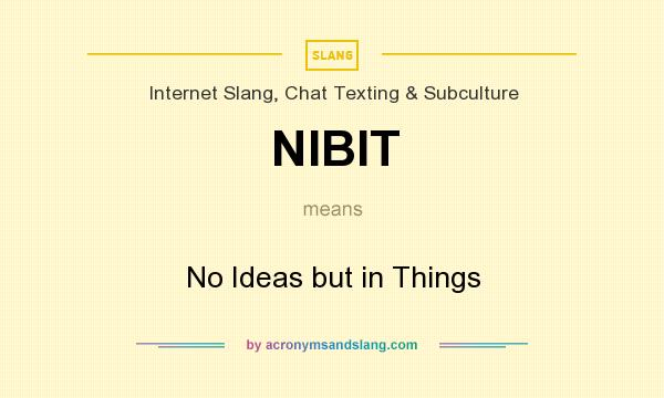 What does NIBIT mean? It stands for No Ideas but in Things