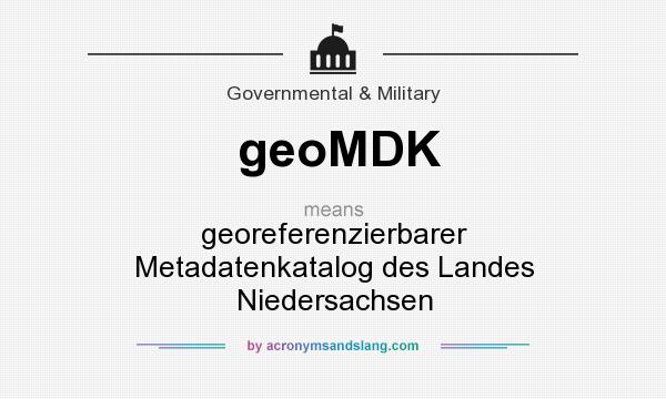 What does geoMDK mean? It stands for georeferenzierbarer Metadatenkatalog des Landes Niedersachsen