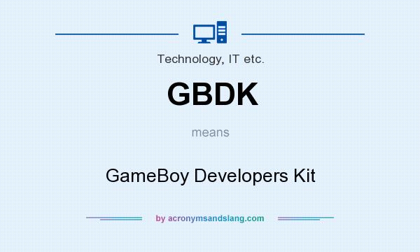 What does GBDK mean? It stands for GameBoy Developers Kit