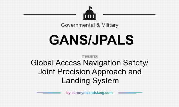 What does GANS/JPALS mean? It stands for Global Access Navigation Safety/ Joint Precision Approach and Landing System