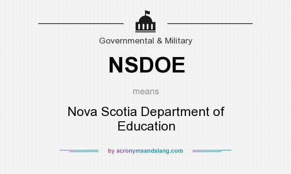 What does NSDOE mean? It stands for Nova Scotia Department of Education
