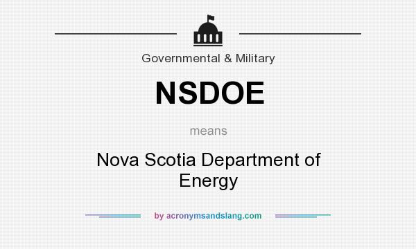 What does NSDOE mean? It stands for Nova Scotia Department of Energy