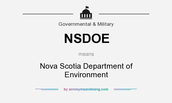 What does NSDOE mean? It stands for Nova Scotia Department of Environment