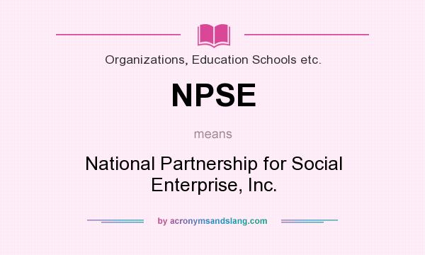 What does NPSE mean? It stands for National Partnership for Social Enterprise, Inc.