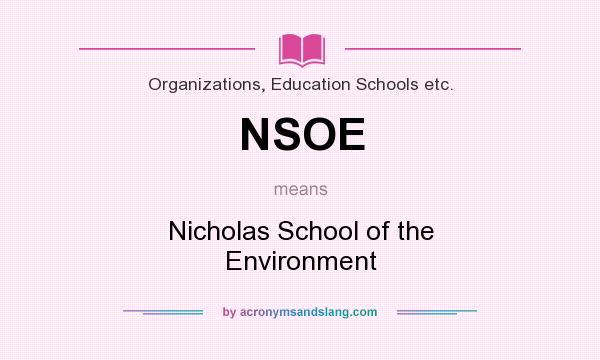 What does NSOE mean? It stands for Nicholas School of the Environment