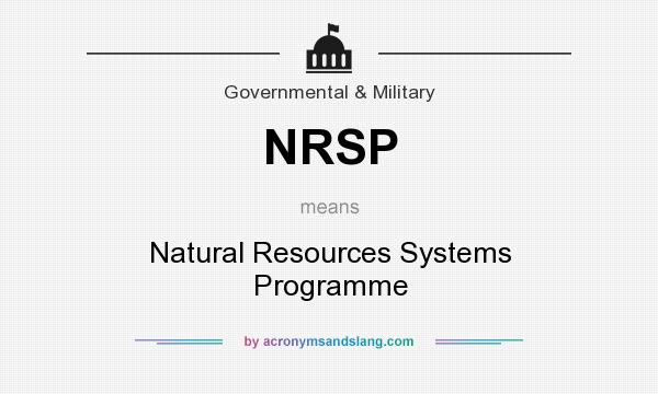 What does NRSP mean? It stands for Natural Resources Systems Programme