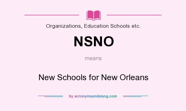 What does NSNO mean? It stands for New Schools for New Orleans