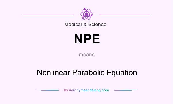 What does NPE mean? It stands for Nonlinear Parabolic Equation