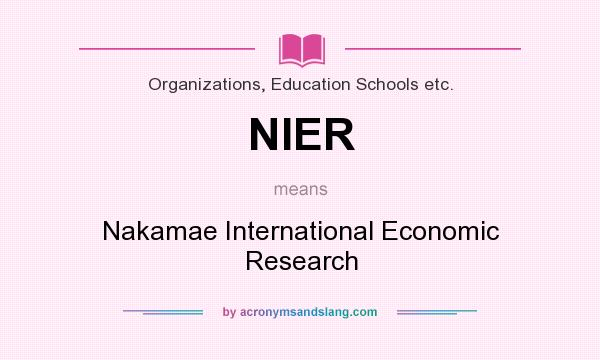 What does NIER mean? It stands for Nakamae International Economic Research