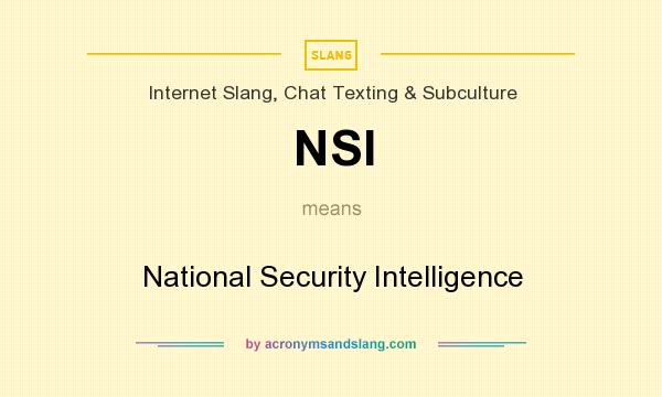 What does NSI mean? It stands for National Security Intelligence