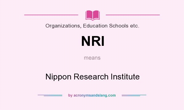 What does NRI mean? It stands for Nippon Research Institute