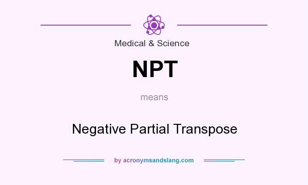 What does NPT mean? It stands for Negative Partial Transpose