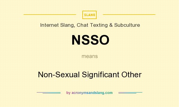 What does NSSO mean? It stands for Non-Sexual Significant Other